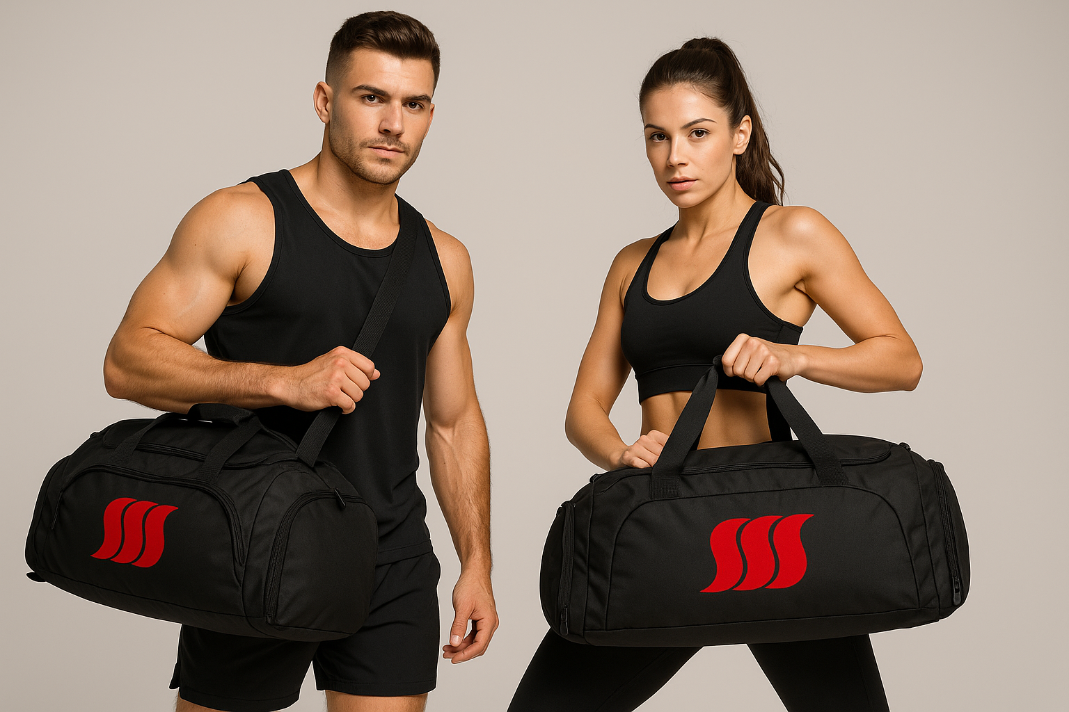 Homme et femme avec sac de sport SSS
